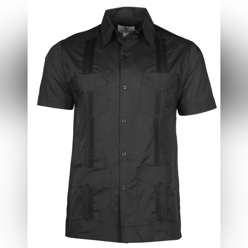 *NWT* Mojito Collection- Linen Guayabera Button-Down Shirt Men's sz XL Black